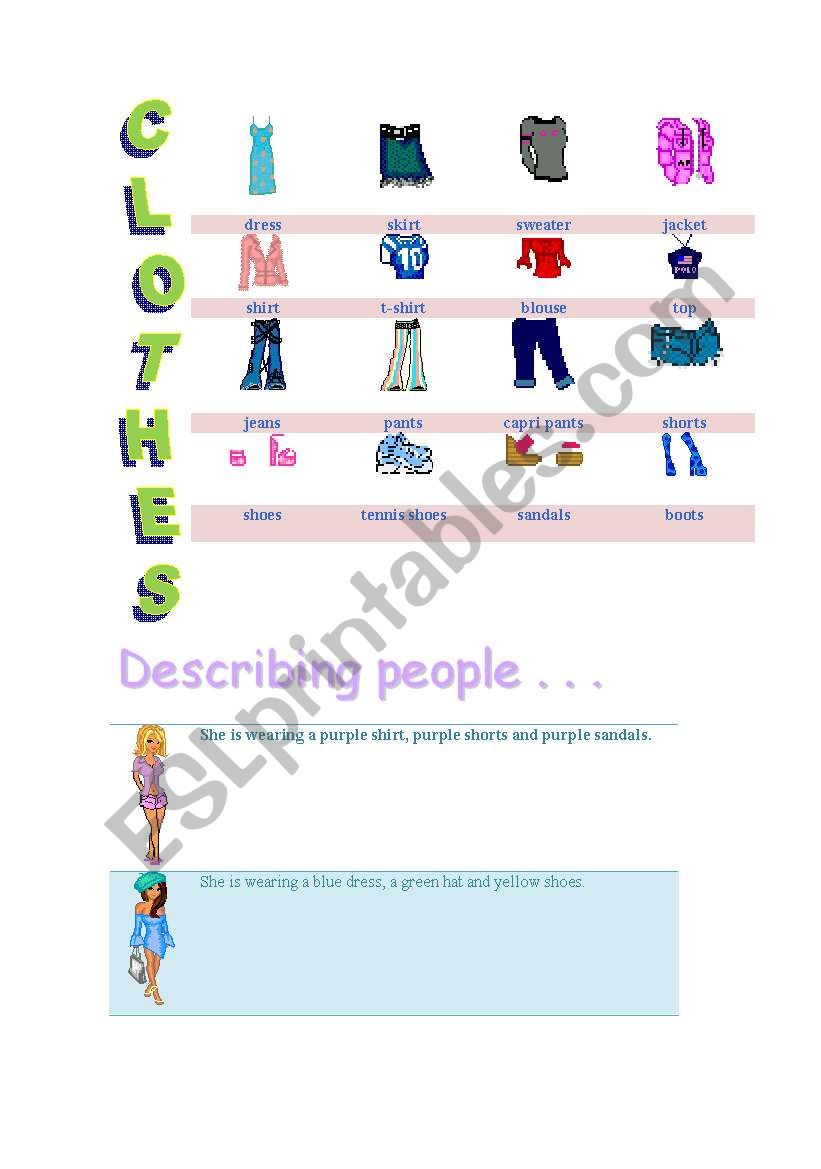 MY FAVOURITE CLOTHES worksheet
