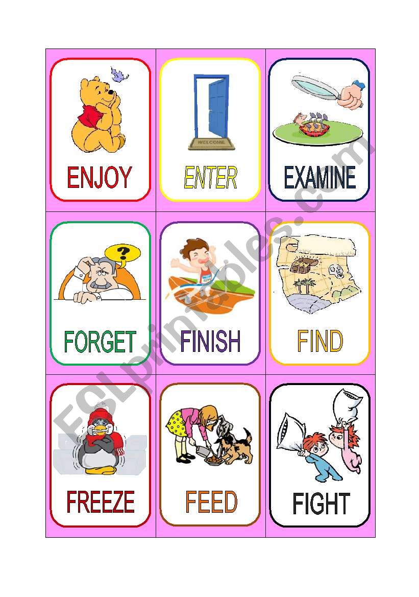 VERB CARDS 7 worksheet