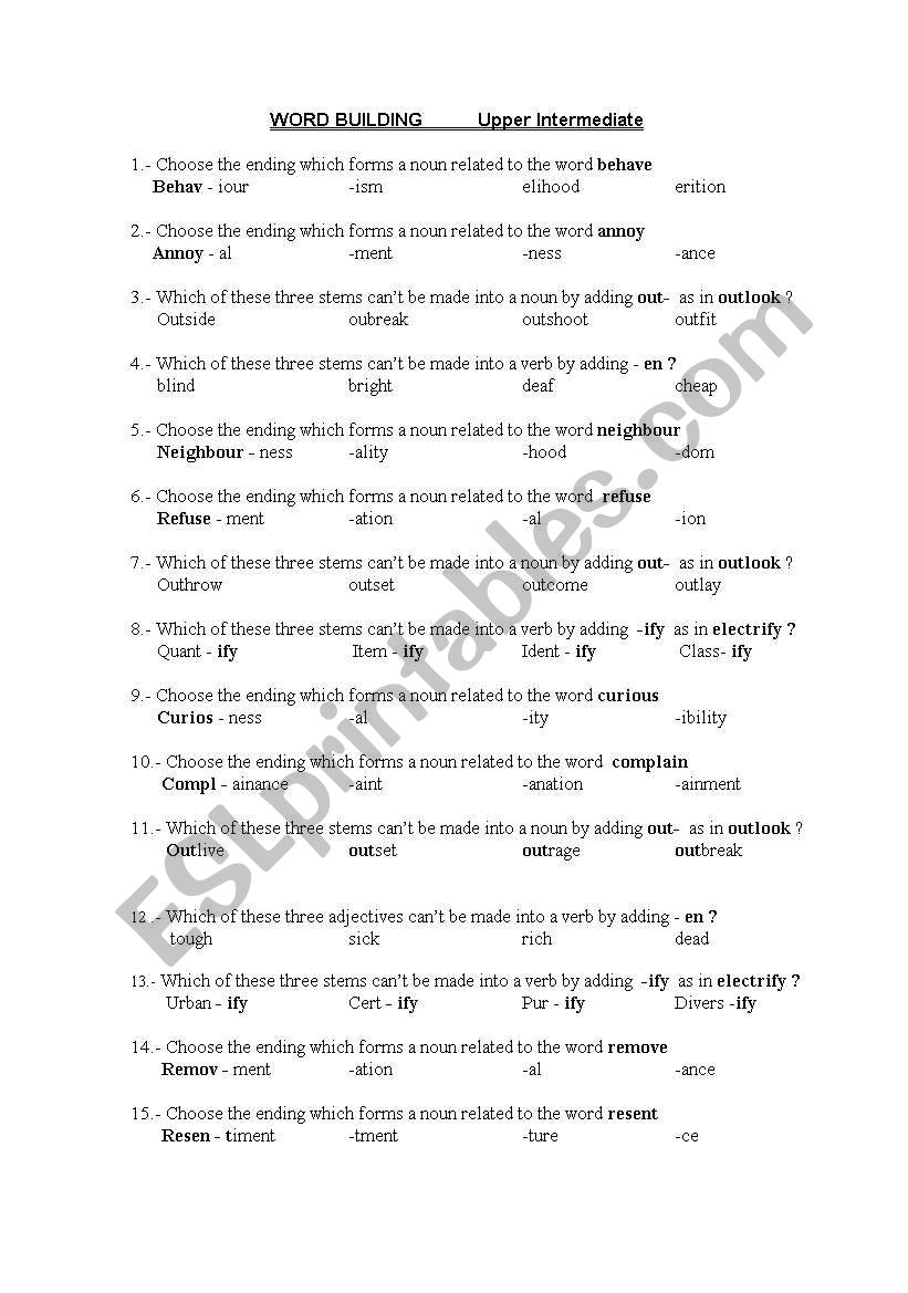 WORD BUILDING worksheet
