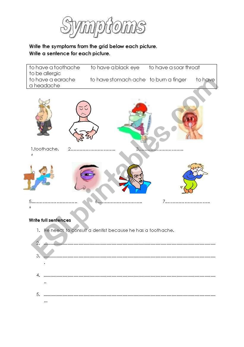 Symptoms worksheet