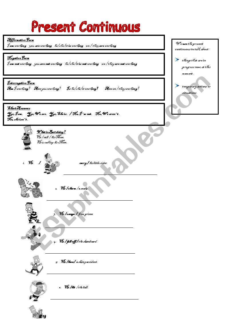 present continuous worksheet