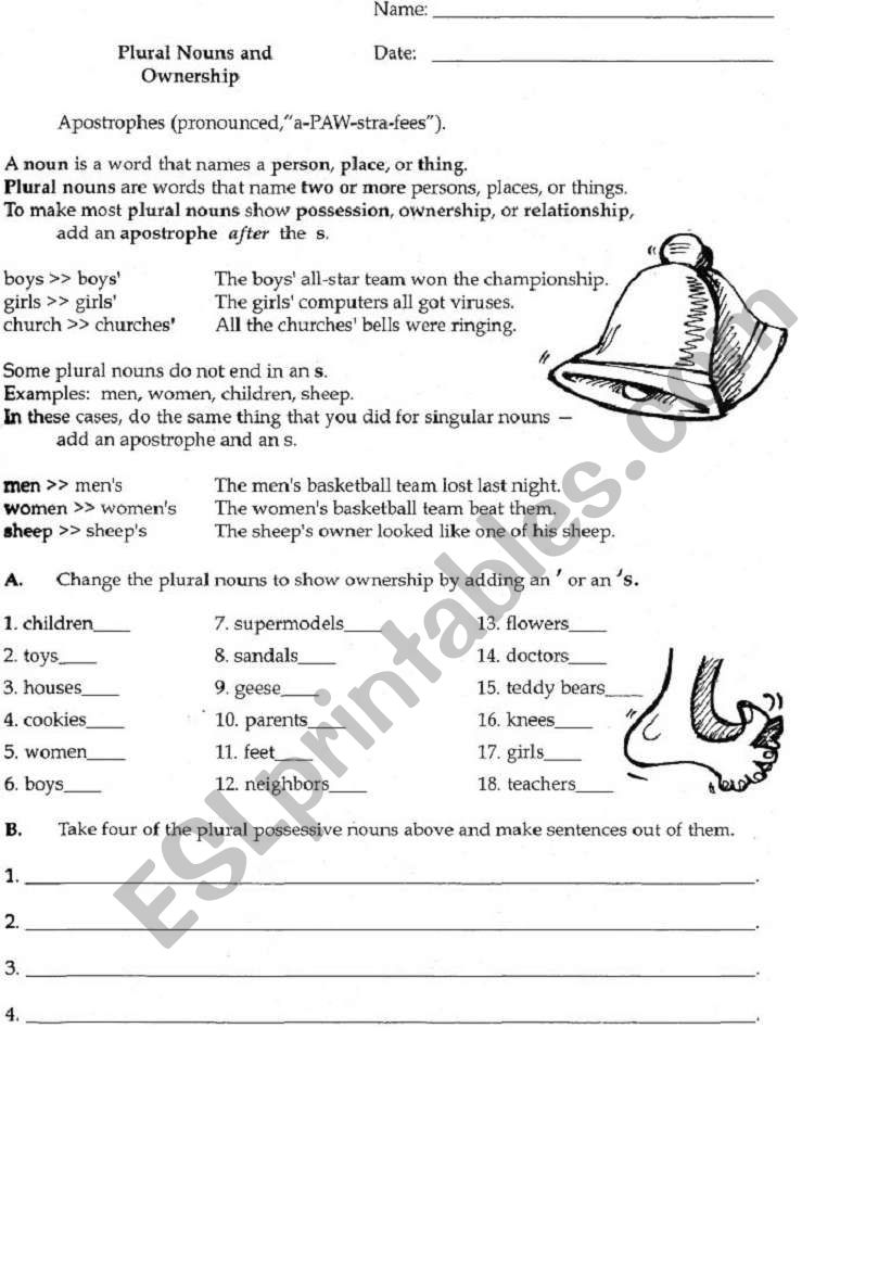 Plurals and Ownership worksheet