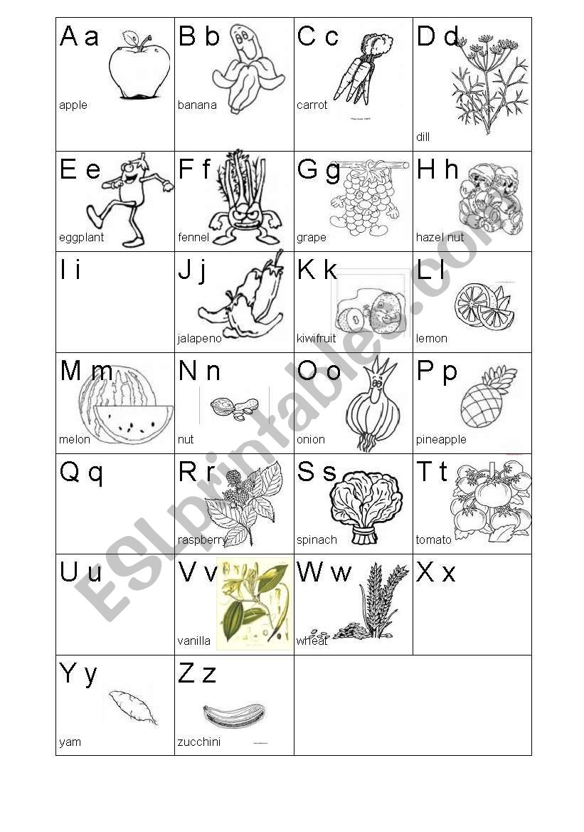 Vegetable Alphabet worksheet