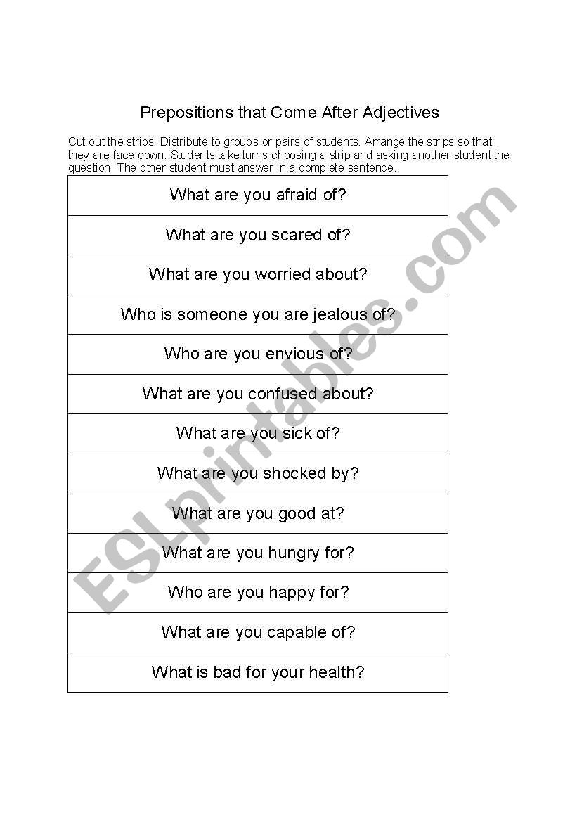 Prepositions that Come After Adjectives