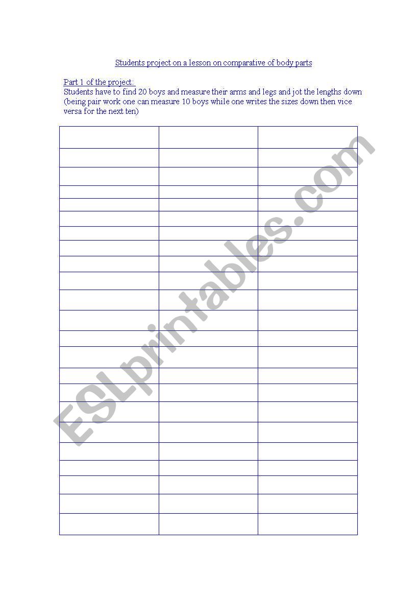 project worksheet