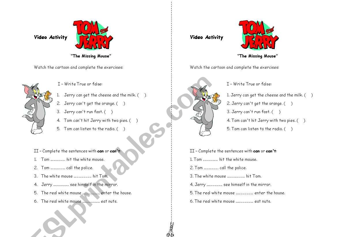 video activity: Tom & Jerry worksheet