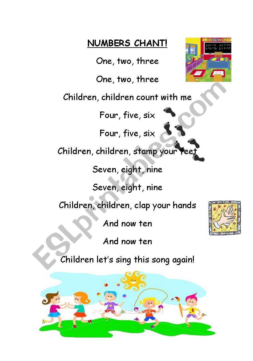 Numbers chant worksheet