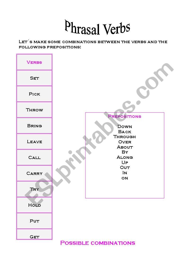 Lets combine verbs and prepositions