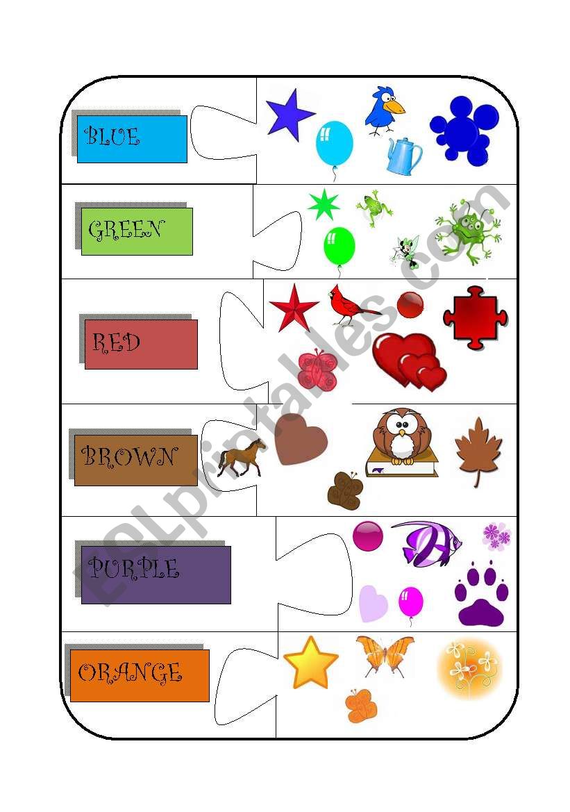 Colour cards worksheet