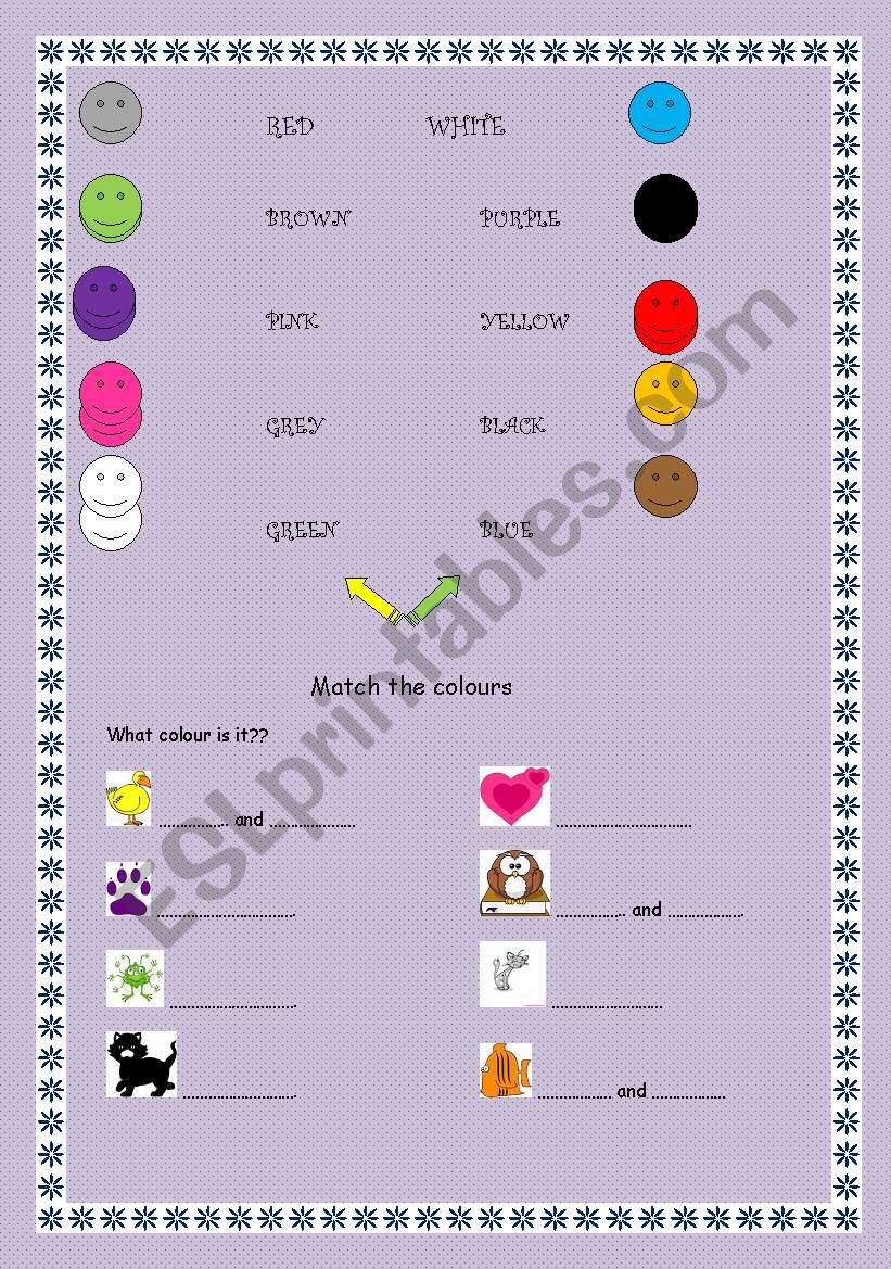 Colours worksheet