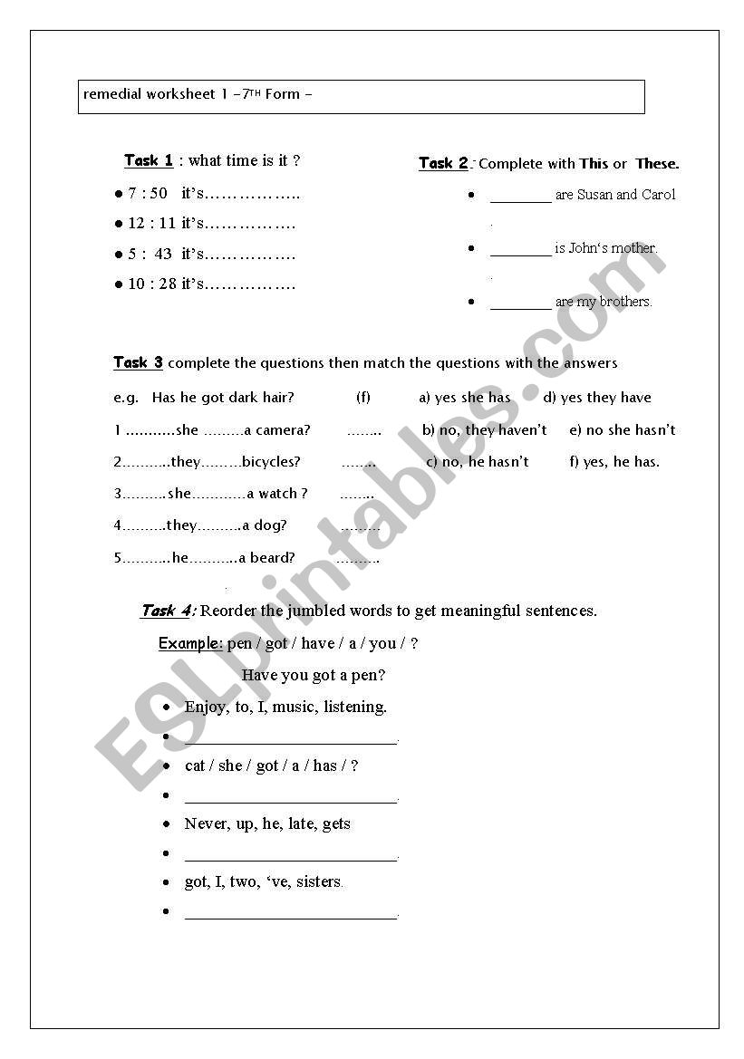 revision worksheet worksheet