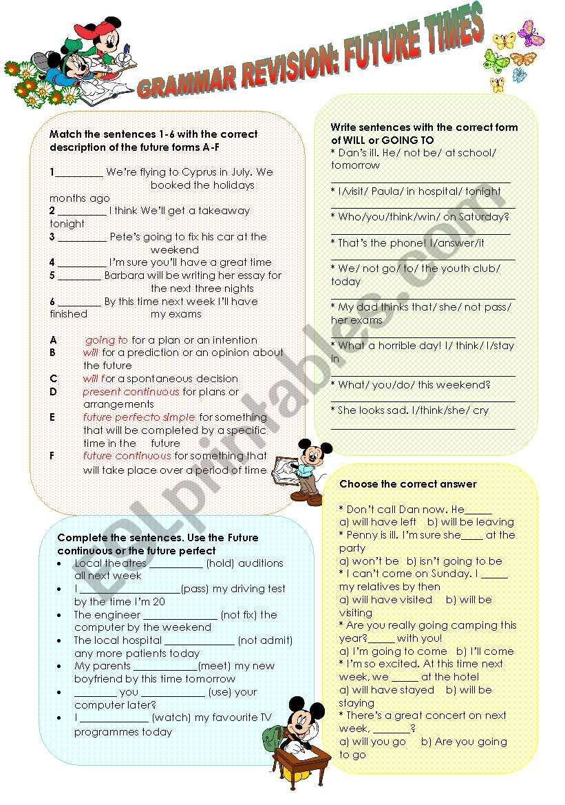 GRAMMAR REVISION: FUTURE TIMES