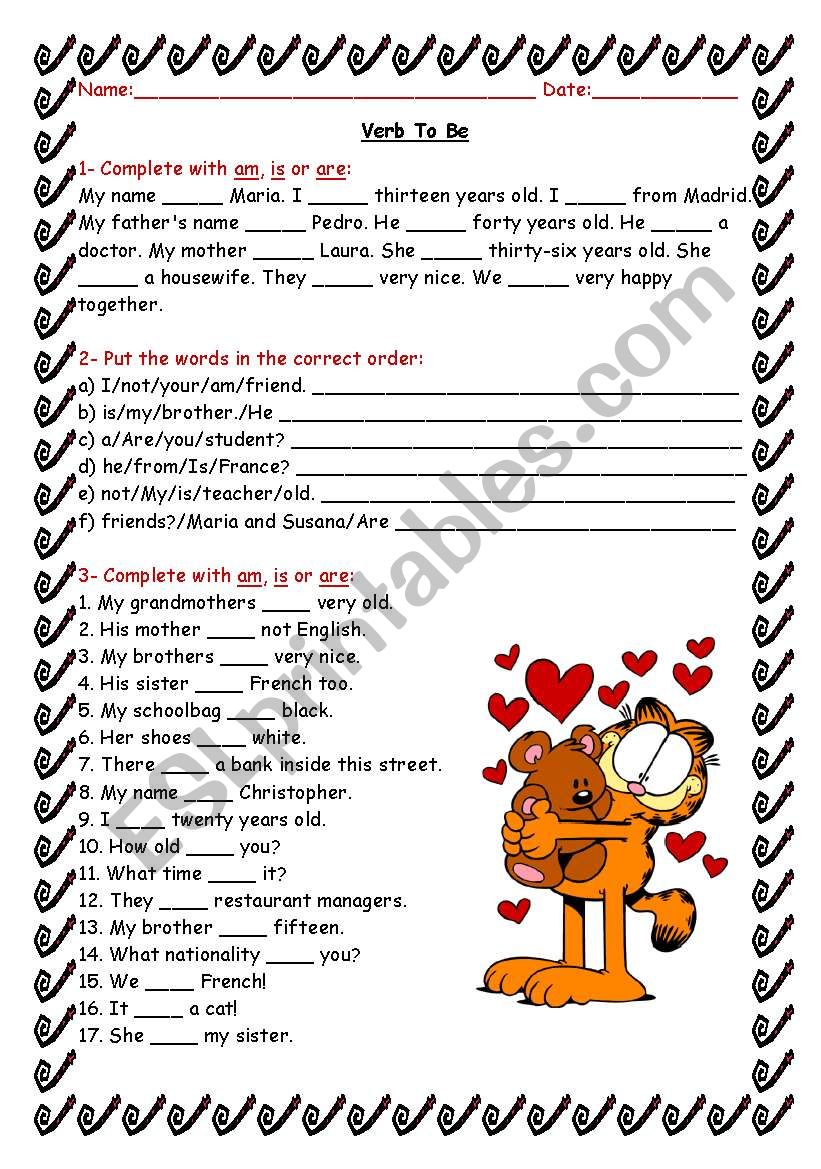 Verb To Be 1/2 worksheet