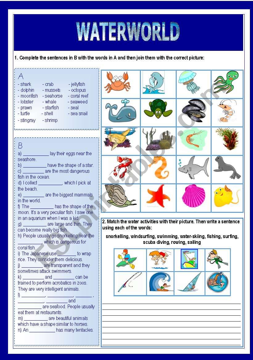 Waterworld worksheet