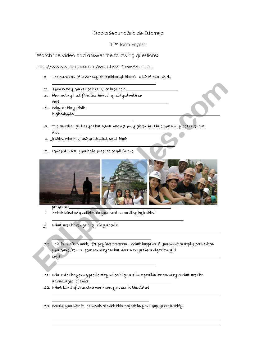 Up with people worksheet