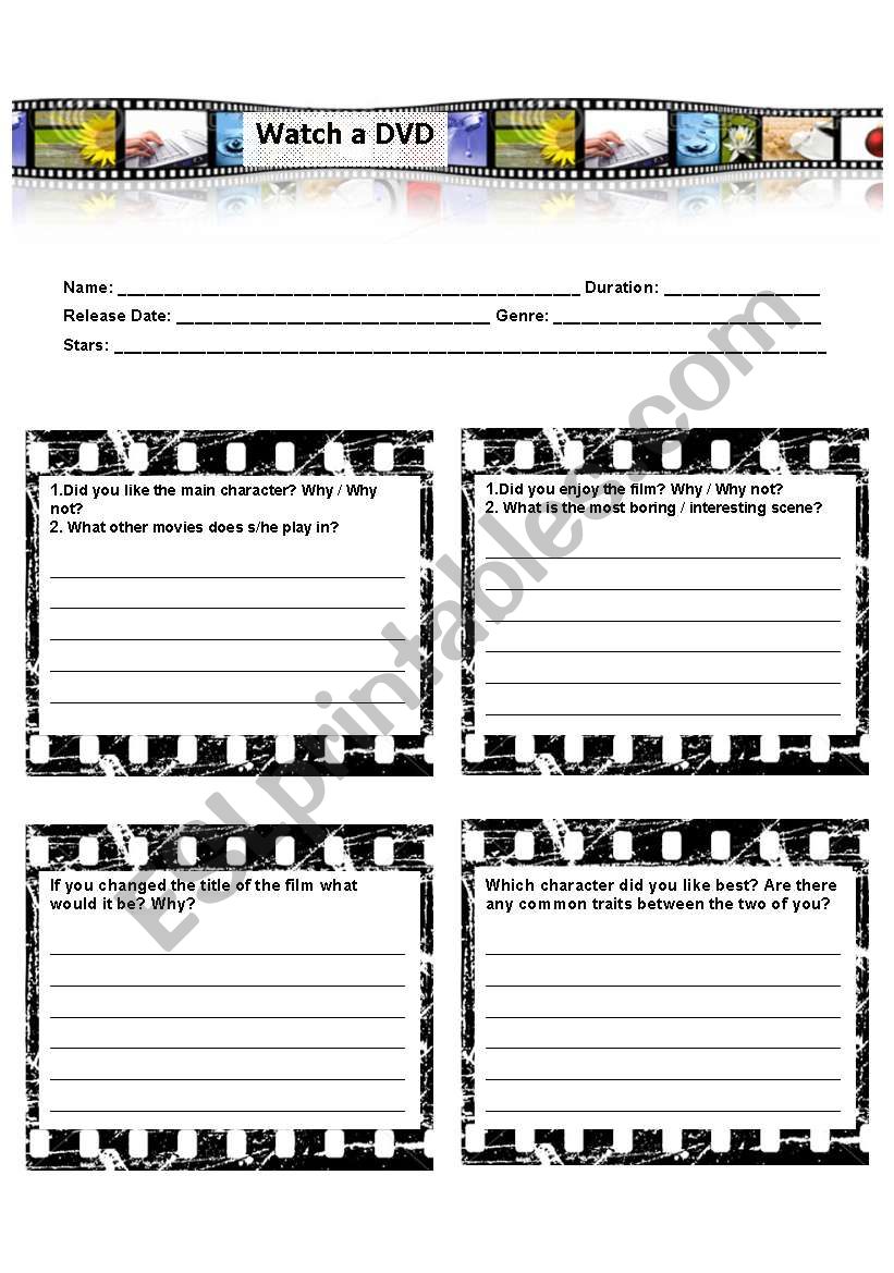 watch a dvd worksheet