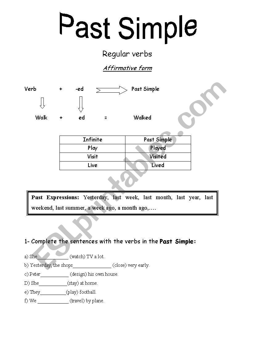 Past Simple worksheet