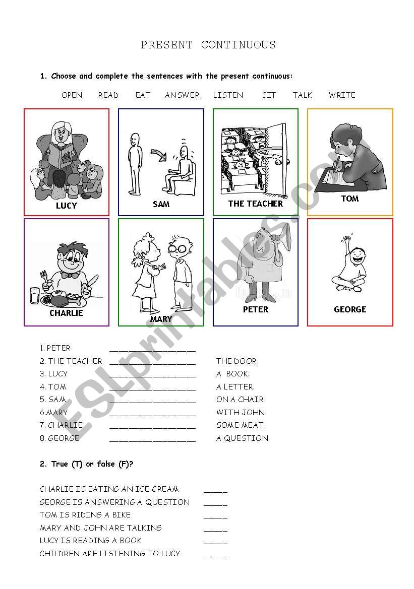 Present Continuous worksheet