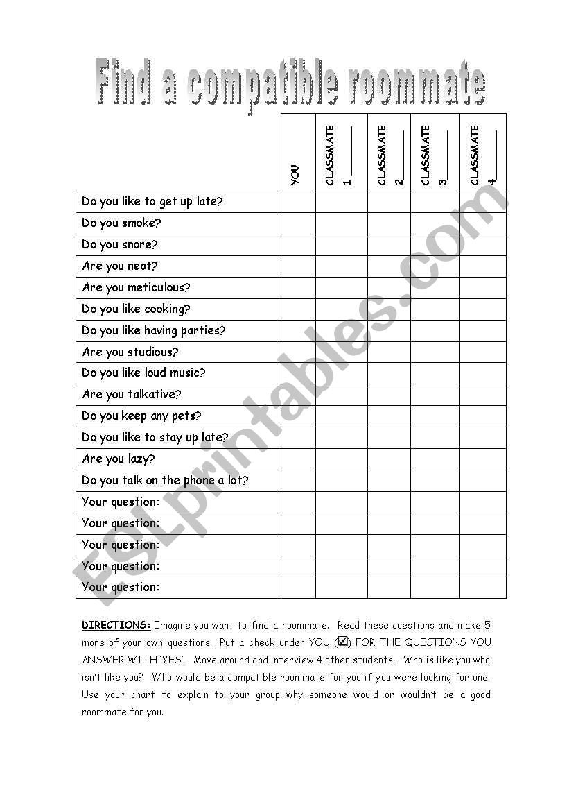 roommate compatibility interview
