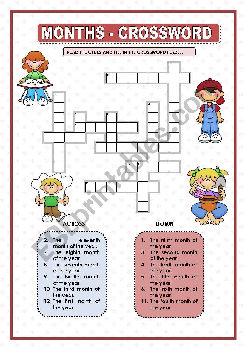 MONTHS - CROSSWORD worksheet