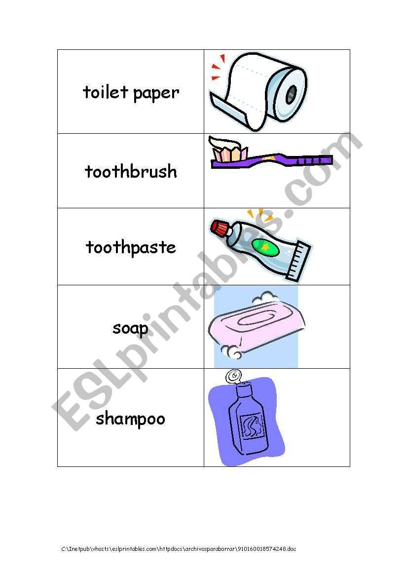 Bathroom vocabulary worksheet