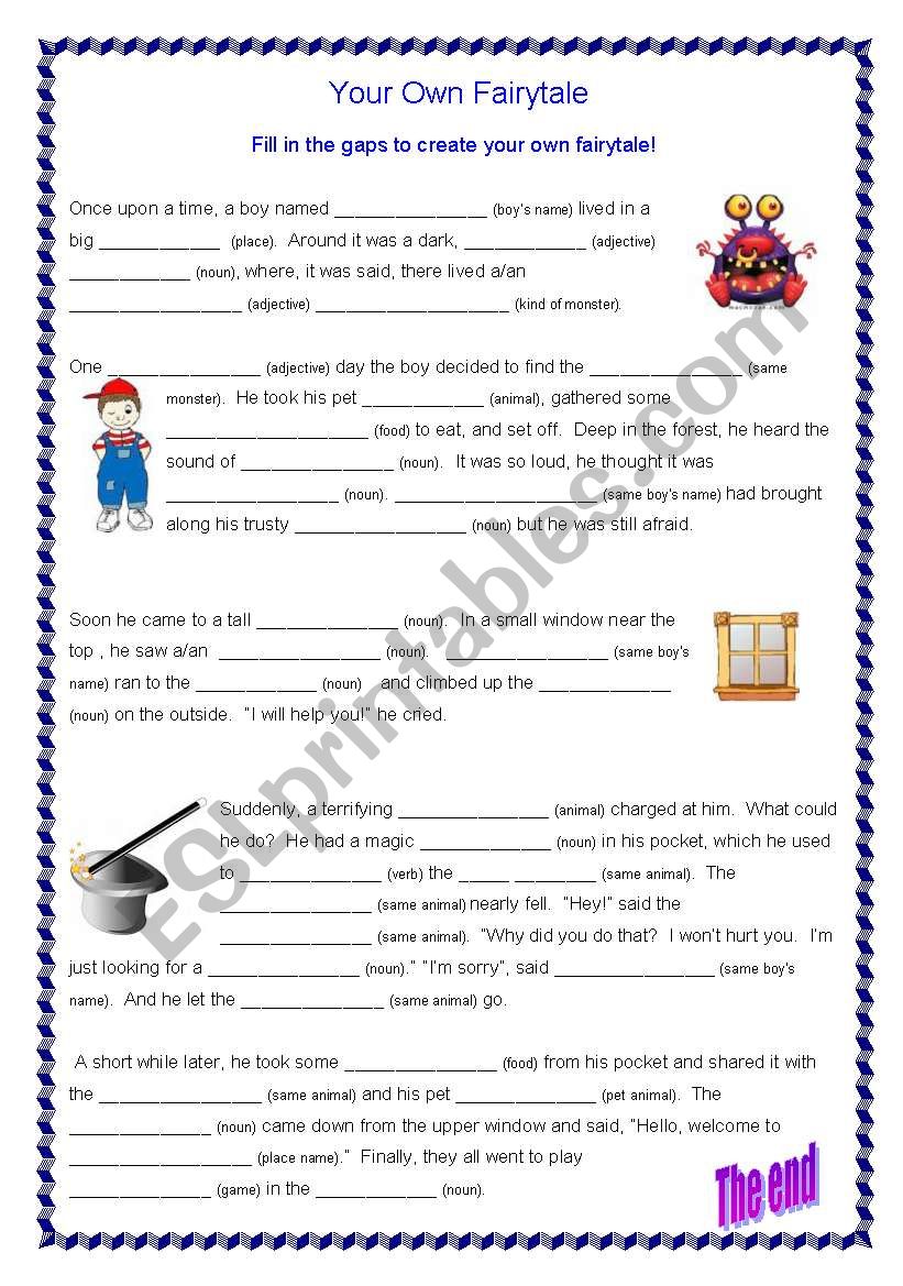 Create your own fairytale worksheet - ESL worksheet by Nicola30