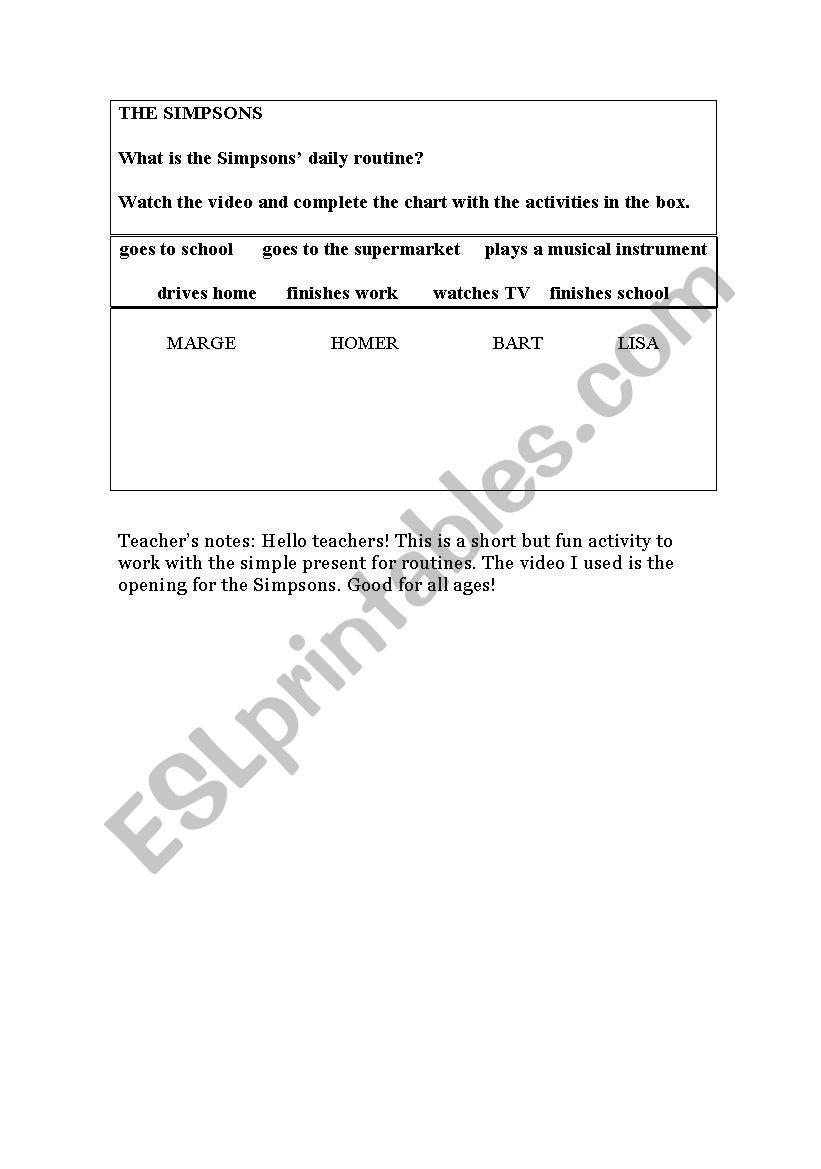 The Simpsons - Simple present worksheet