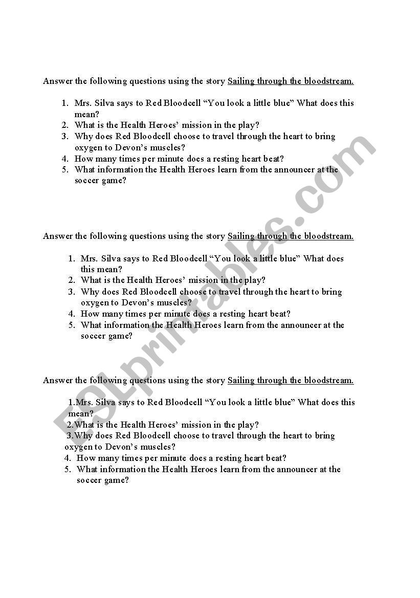 Circ System worksheet