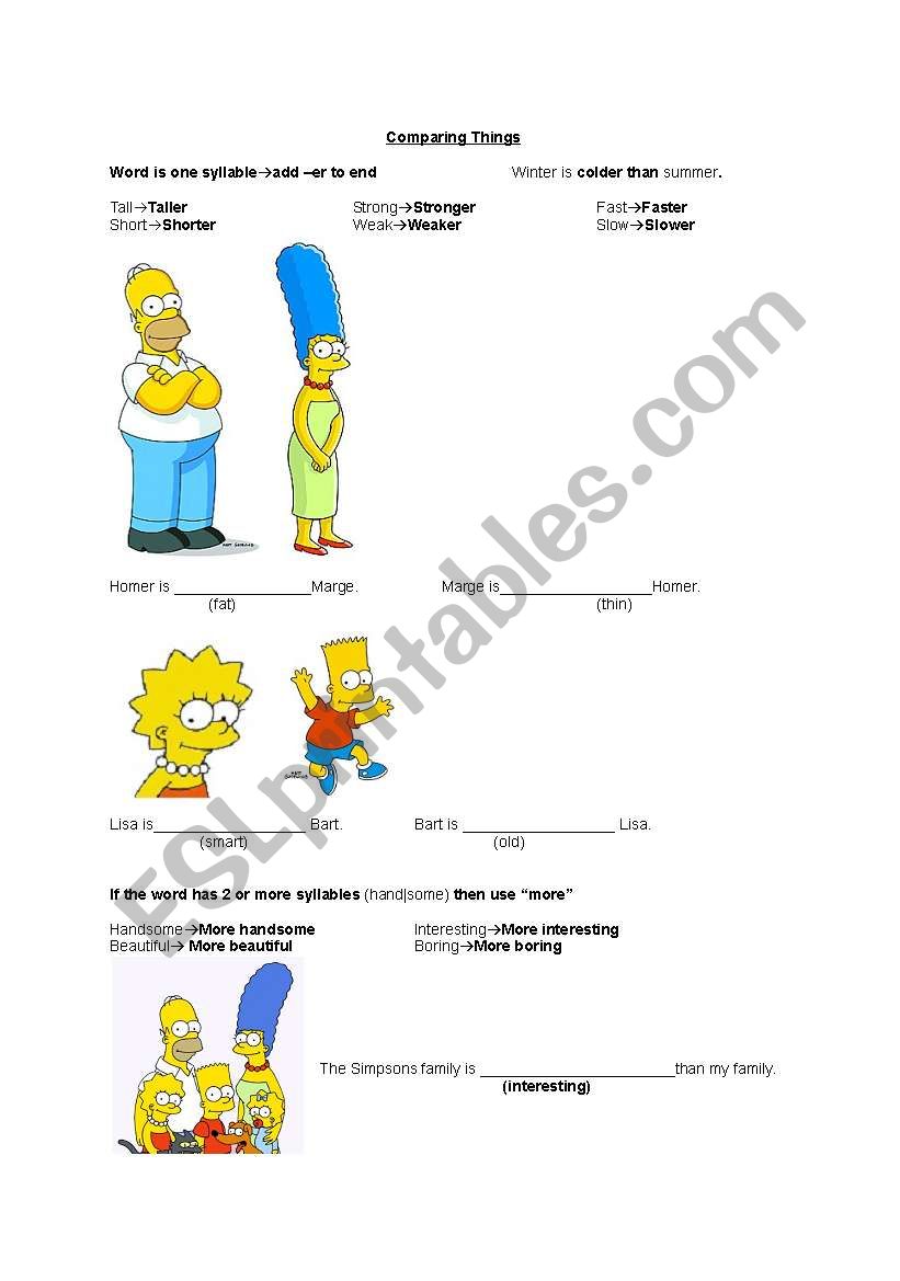 Simpsons Comparative Adjectives