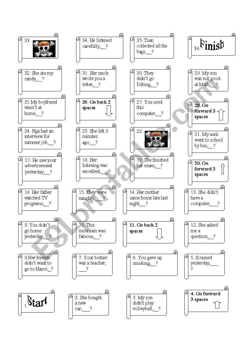 Game to teach tag-question ( with the past simple)