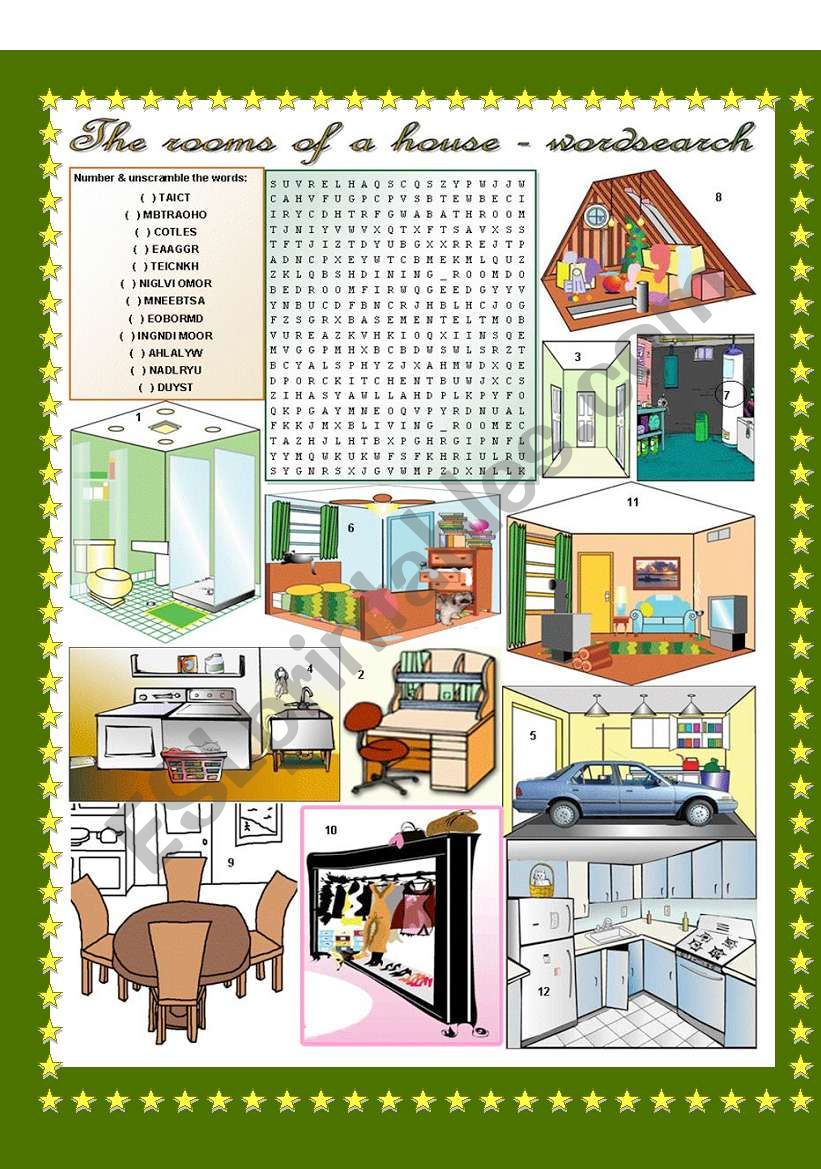 the rooms of the house - online puzzle