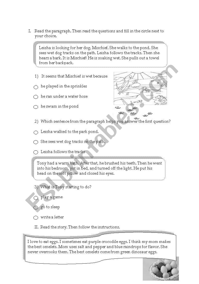 Reading exercise  worksheet