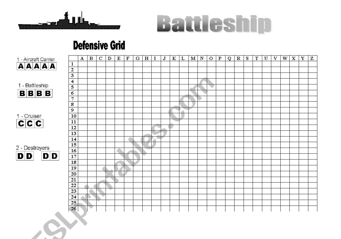 battleship worksheet
