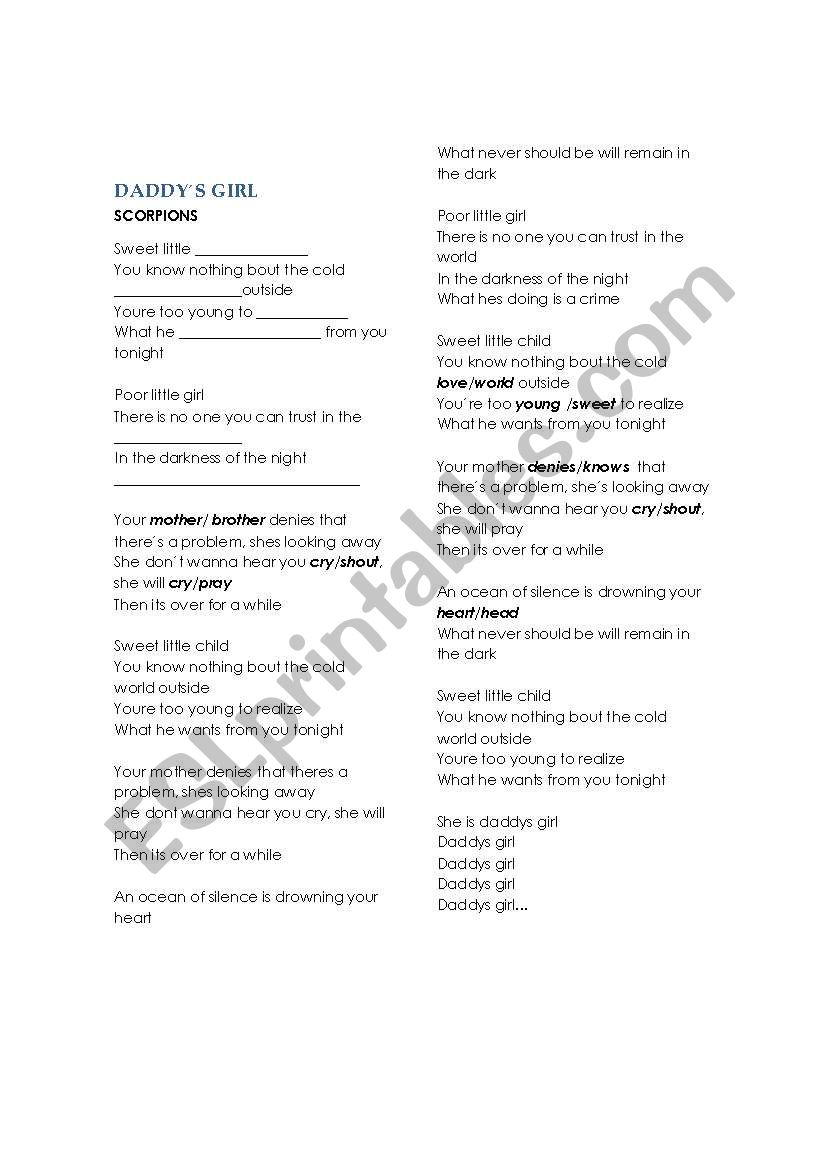 CRIME LYRICS  worksheet