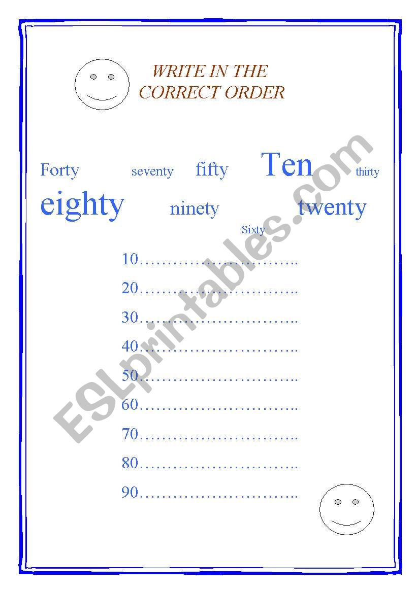 numbers 10-100 worksheet