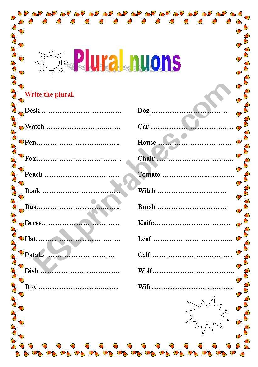 plural nouns worksheet