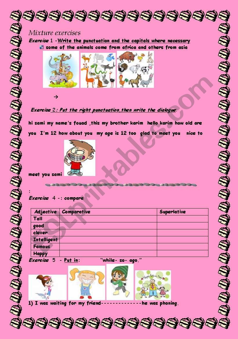 Mixture exercises worksheet