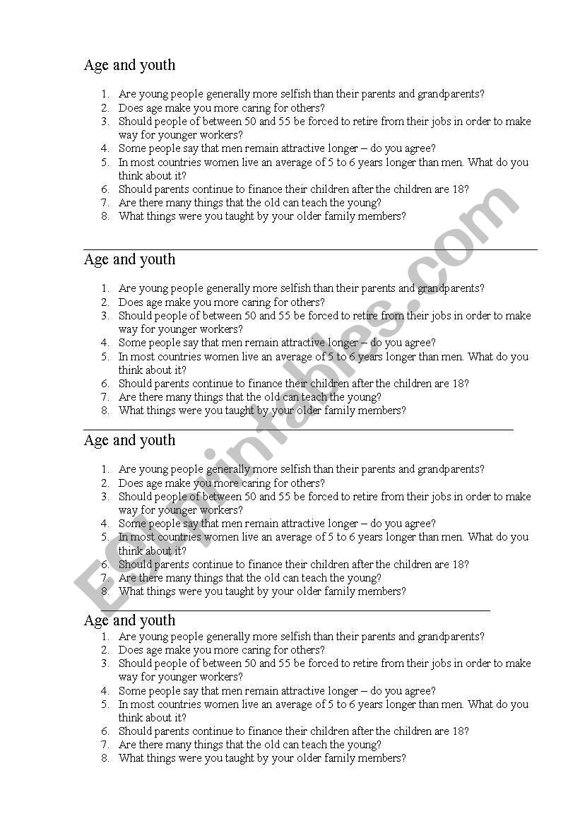 speaking topics worksheet