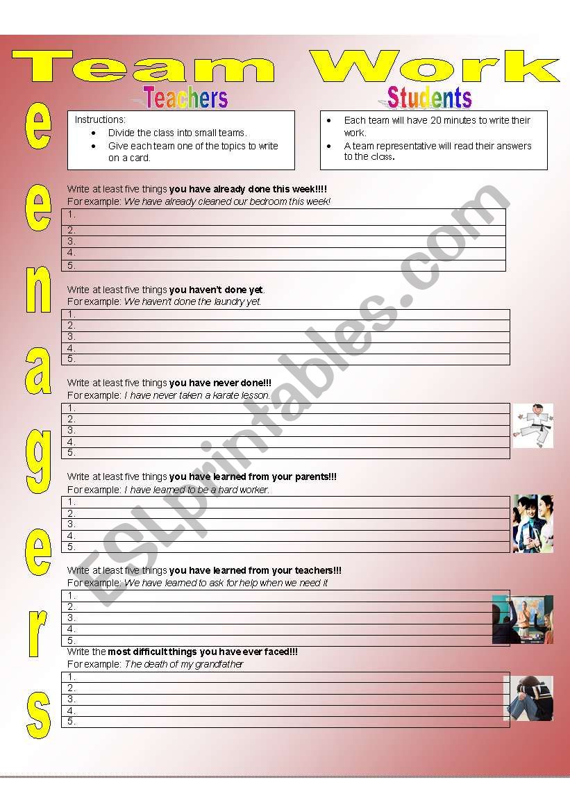 PRESENT PERFECT  worksheet