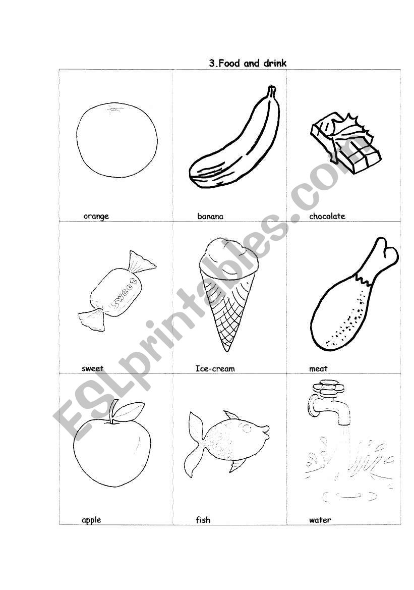 food cards worksheet