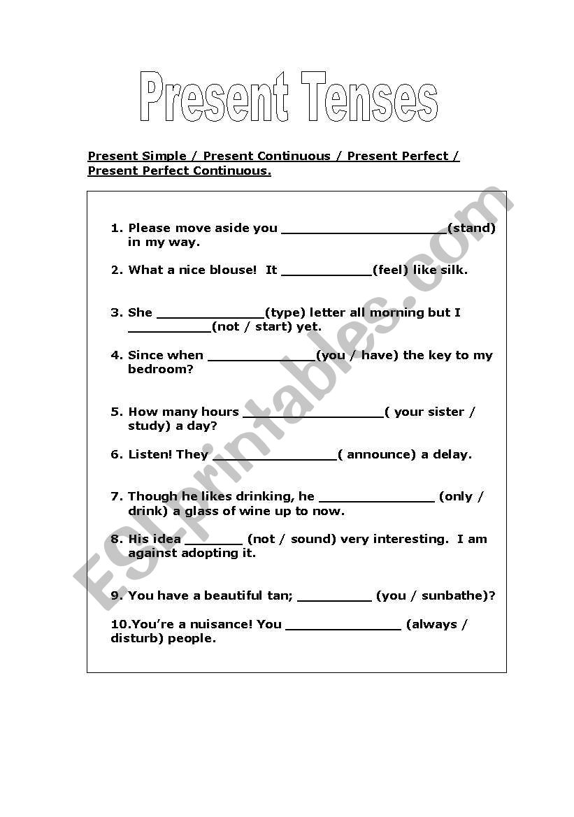 present tenses for pre lower classes