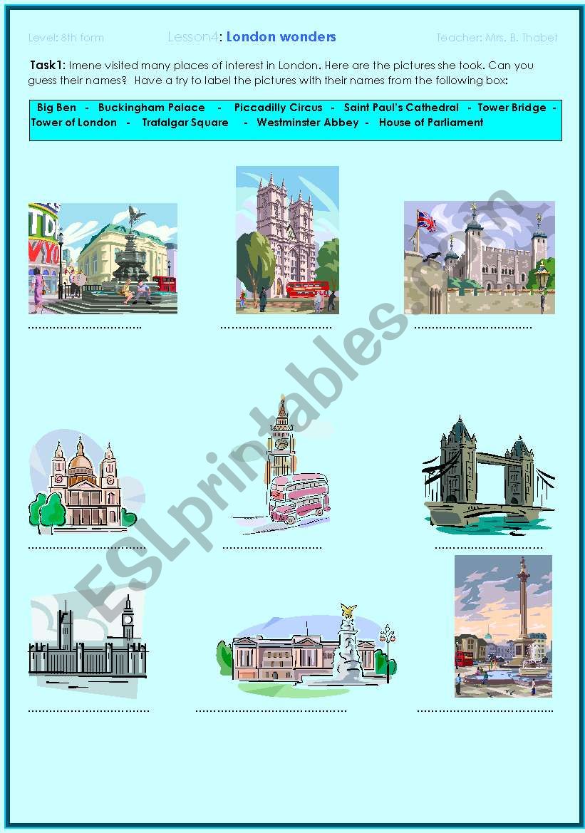 Londons wonders worksheet