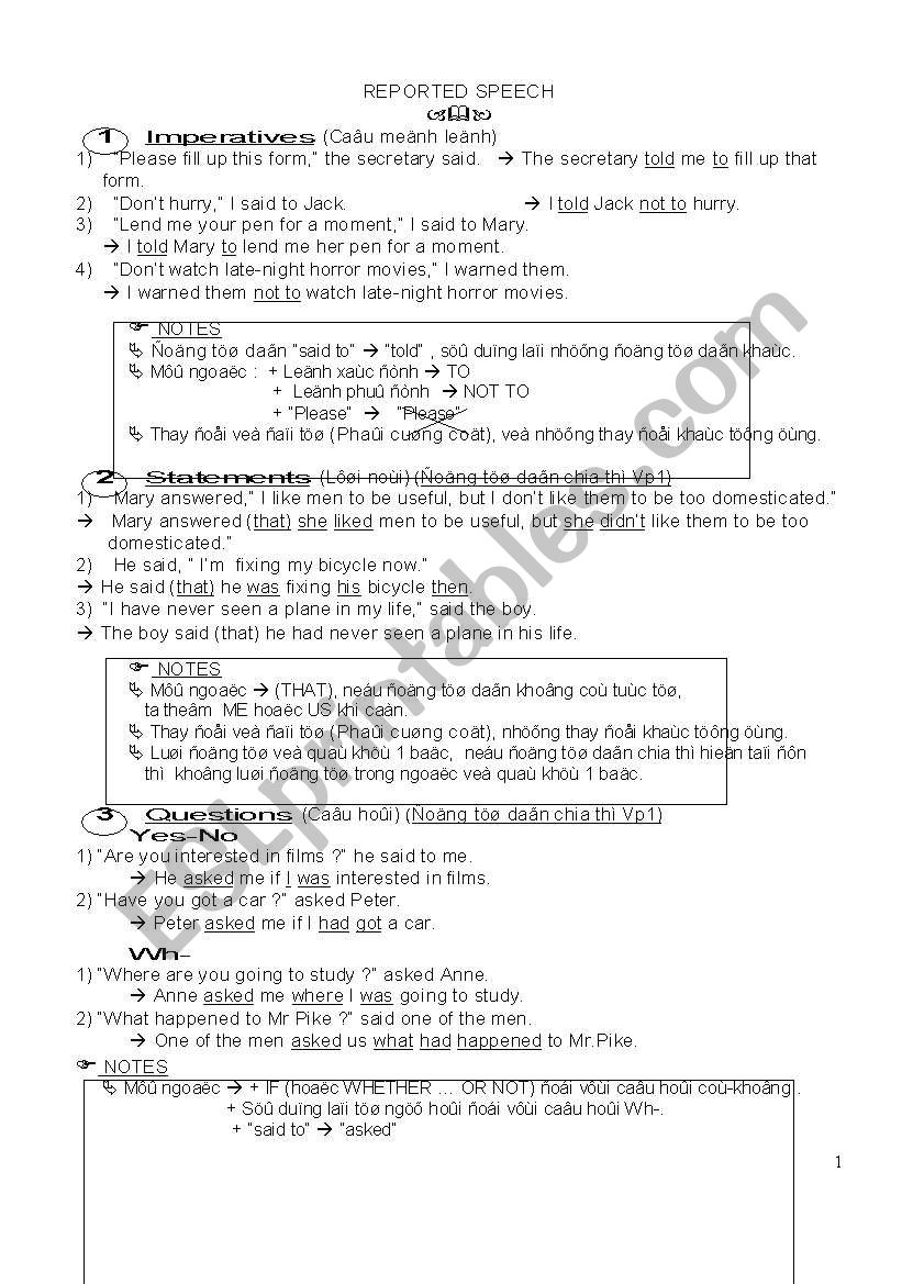 bai giang REPORTED SPEECH lop 8