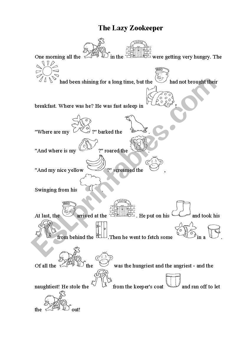 The lazy zookeeper worksheet