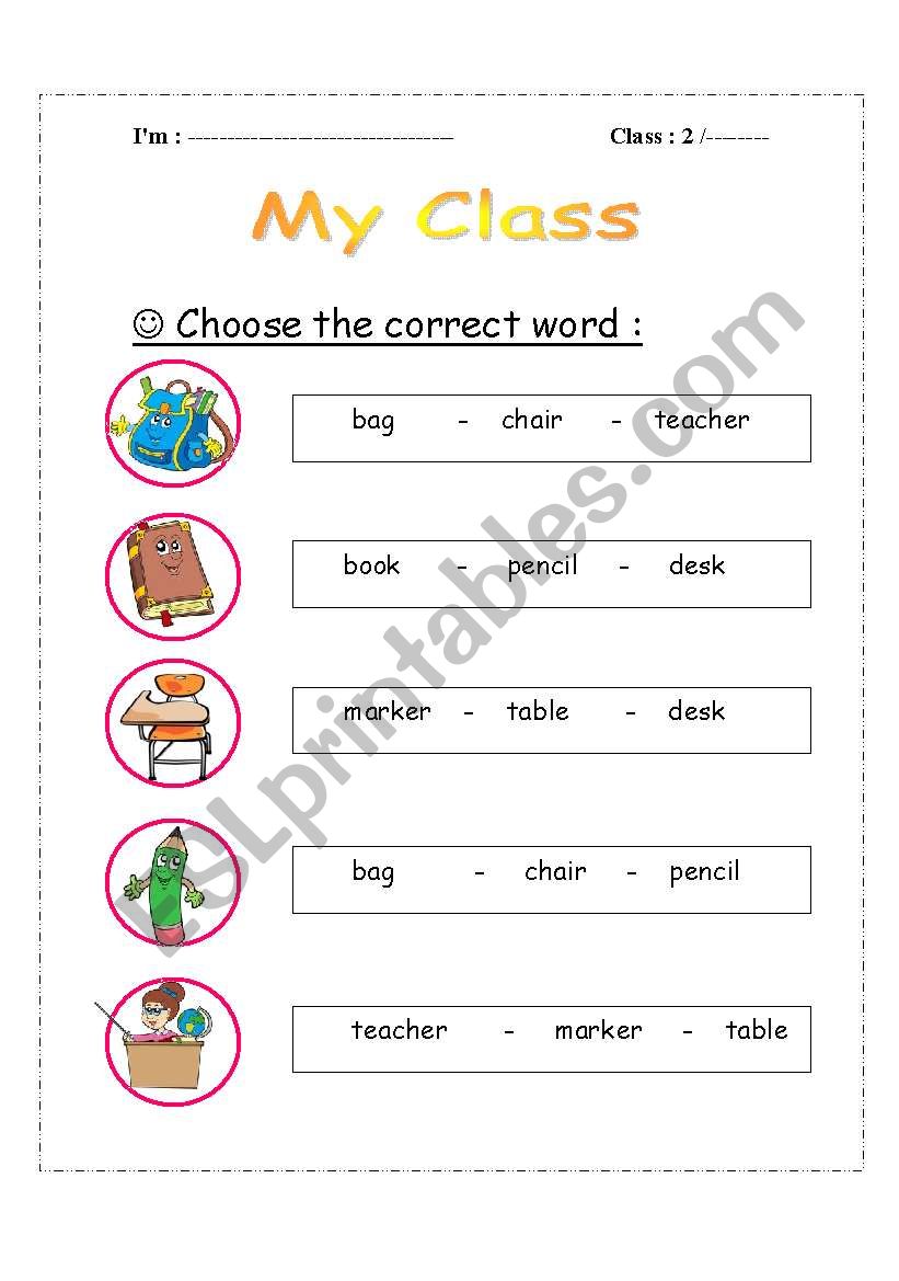 classroom worksheet