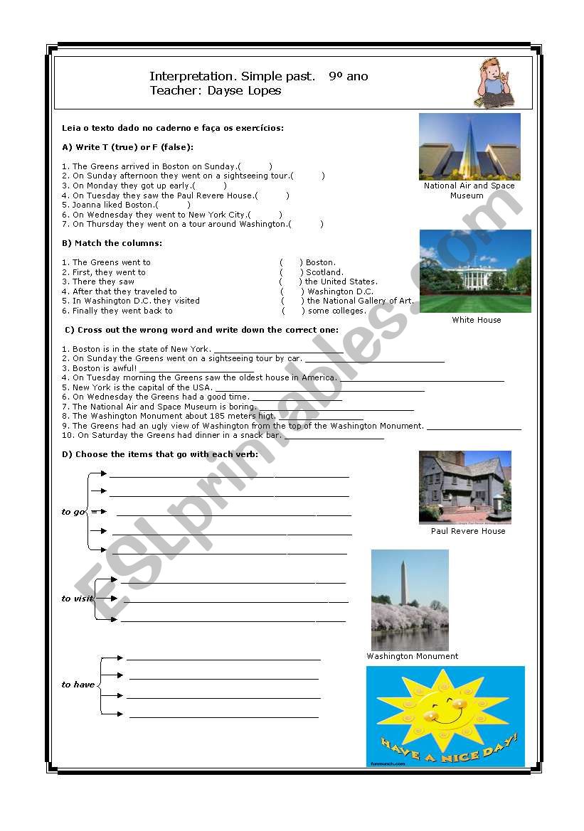 Interpretation / Simple Past worksheet