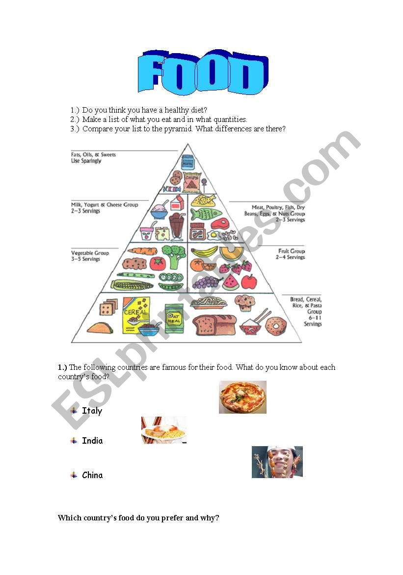 Food worksheet