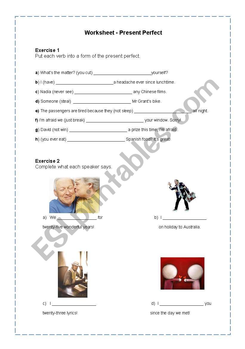 Present perfect worksheet worksheet