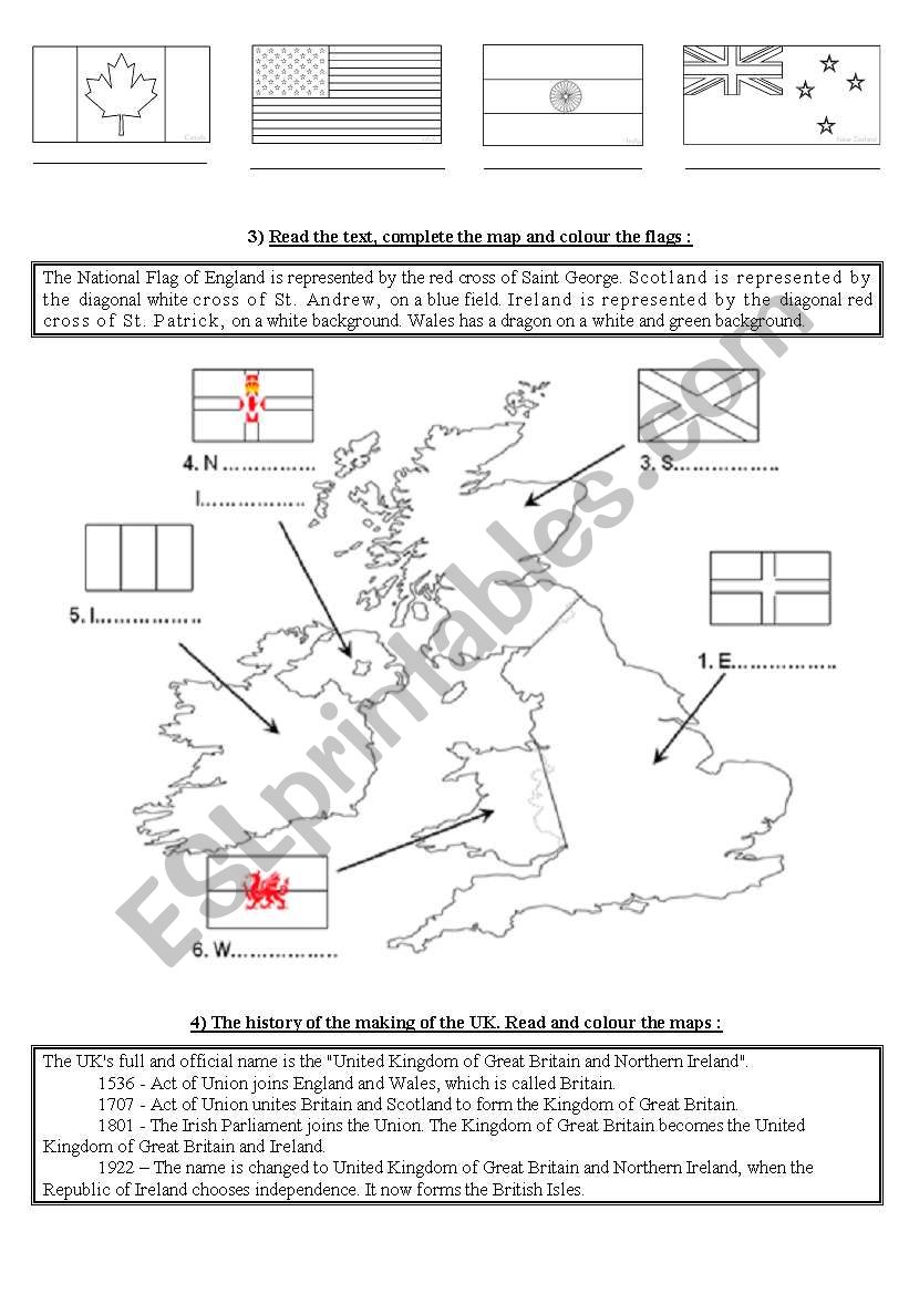 English speaking countries worksheet