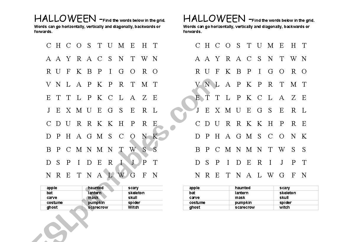 Halloween worksheet